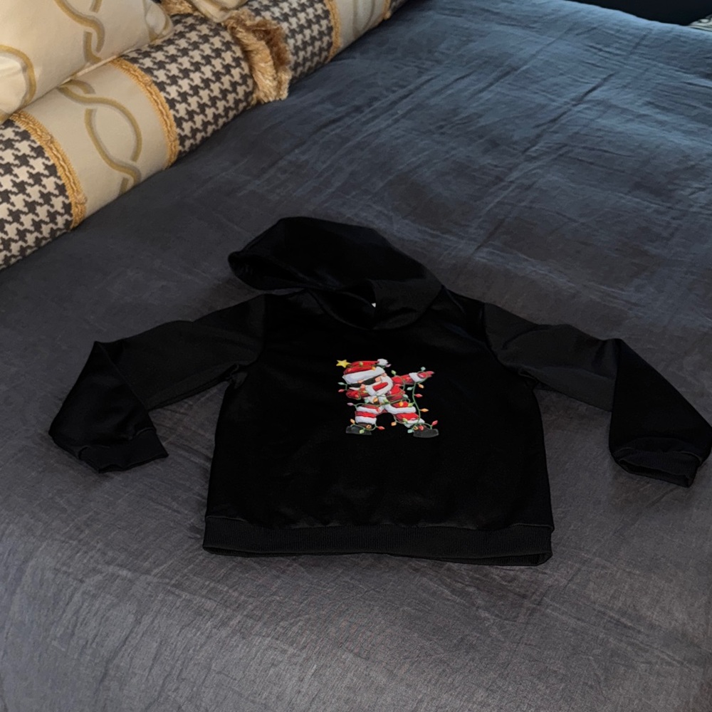 Black Hoodie with Dabbing Santa Graphic
